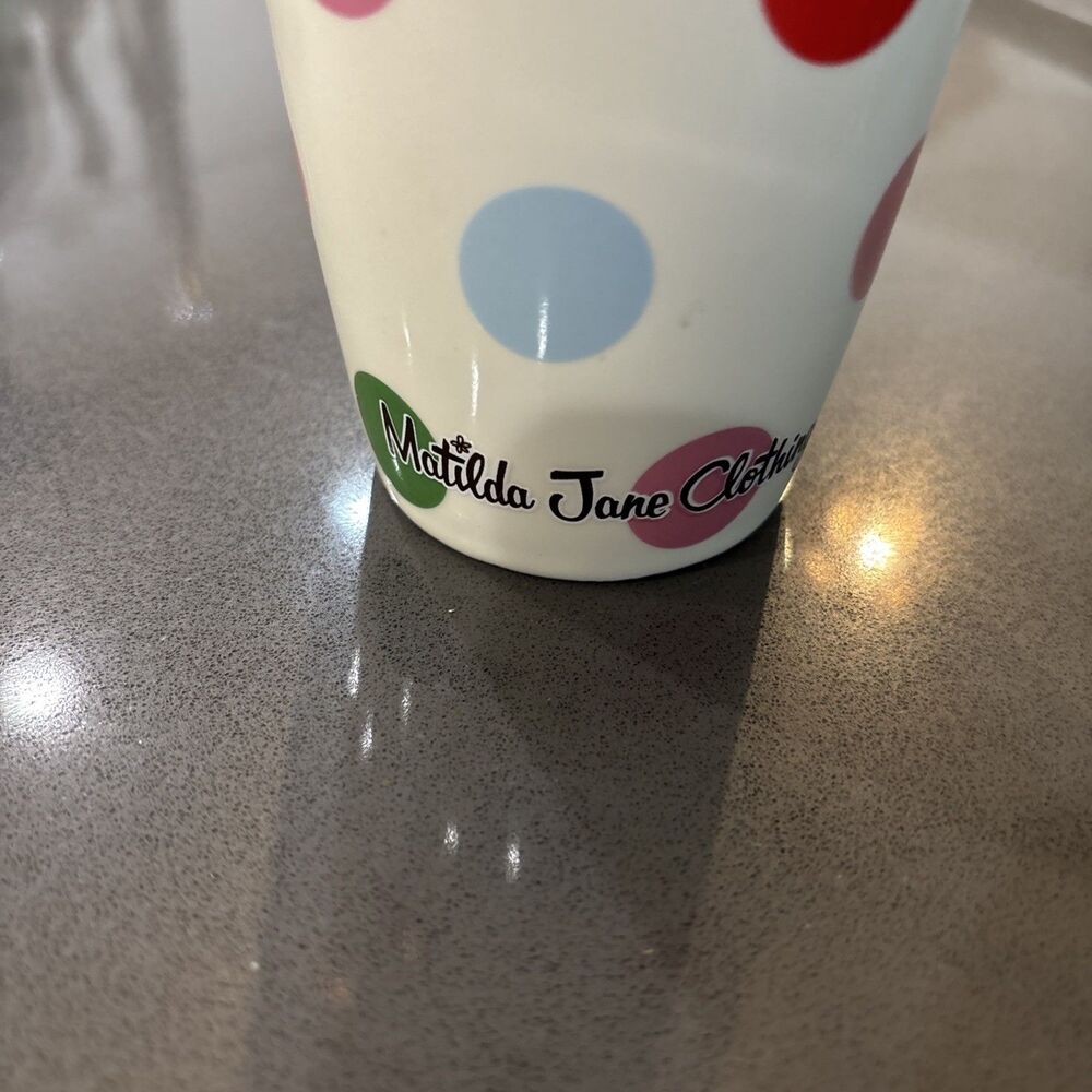 Polka Dot Ceramic Coffee Latte Mug Matilda Jane Clothing 16 oz (No Lid) - Picture 2 of 10